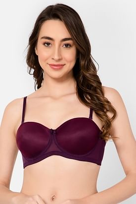 Maroon Women Balconette Shape Multi Use Two Way Full Coverage Heavily Padded  Non-Wired T-shirt bra - Maroon Clothing