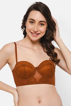 Buy Padded Non-Wired Demi Cup Multiway Balconette Bra in Brown Online  India, Best Prices, COD - Clovia - BR2081U06