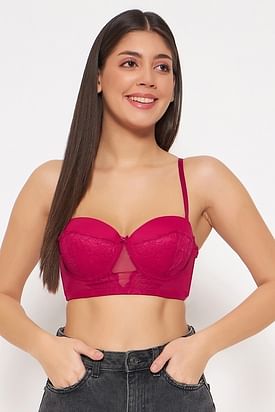 Buy Clovia Women's Padded Underwired Full Cup Balconette Style Strapless  T-Shirt Bra (BR2107P09_Maroon_34B) at