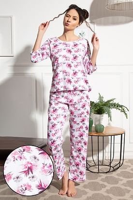 Buy Feeding Pretty Florals Peplum Top & Pyjama Set in Nude Pink