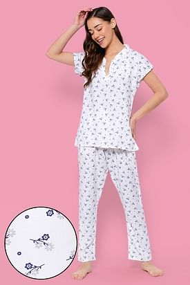 Buy Clovia Nylon Pyjama Set - Blue at Rs.989 online