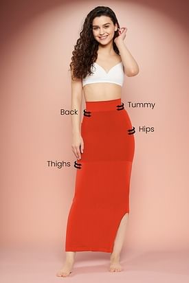 Buy Clovia Saree Shapewear With Side-Slit In Peach Colour online