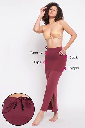 Buy Mystical Maroon Knitted Saree Shapewear with Drawstring Online.