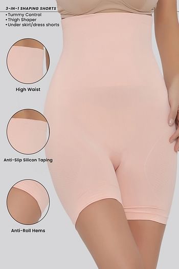 Front listing image for 4-in-1 Shapewear in Peach Colour - Tummy, Back, Thighs & Hips