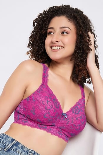 Clovia Amante- Fiesta Support Non Padded Non-Wired Lace Bra - Flamenco