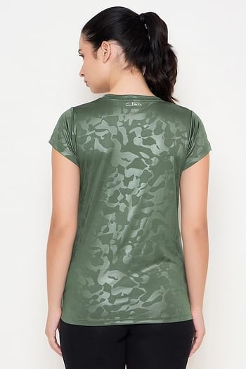 Back listing image for Comfort-Fit Camouflage Print Active T-shirt in Sage Green