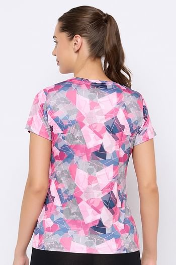 Back listing image for Comfort-Fit Round Neck Printed Active T-shirt	