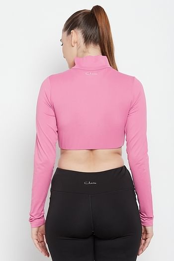 Back listing image for Snug Fit Active Crop Top in Rose Pink	