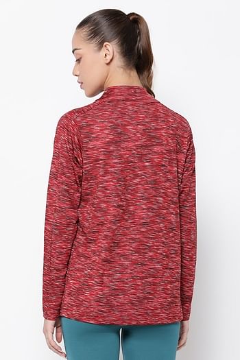 Back listing image for Comfort Fit Active Jacket in Maroon with Melange Effect	