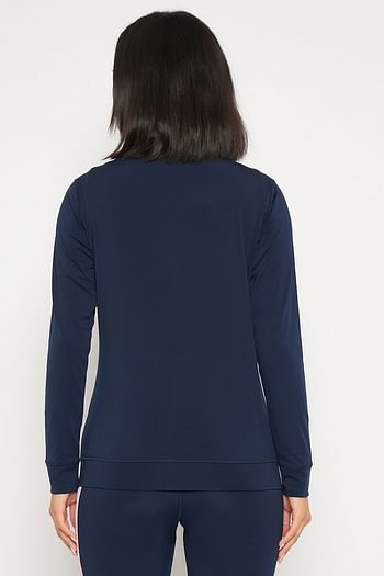 Back listing image for Comfort Fit Active Jacket in Navy with Printed Pink Panels