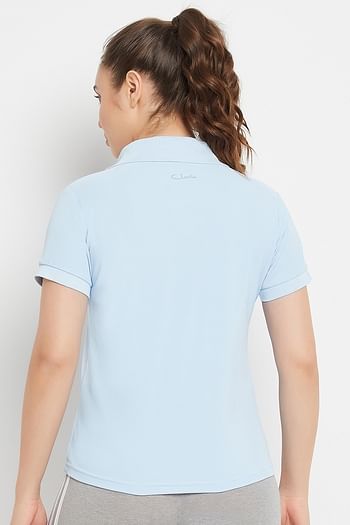 Back listing image for Comfort Fit Active Polo T-shirt in Baby Blue
