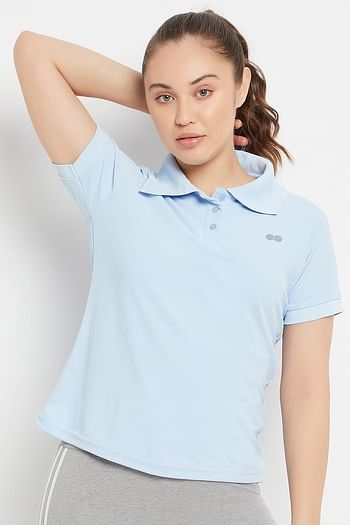 Front listing image for Comfort Fit Active Polo T-shirt in Baby Blue
