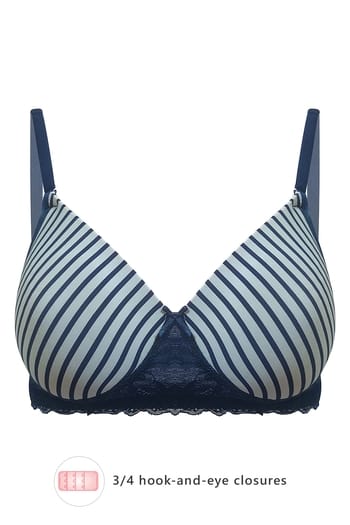 Clovia Lace Padded Non-Wired Striped Multiway T-Shirt Bra