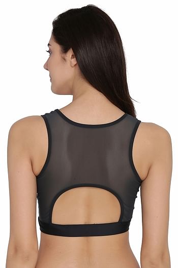 Back listing image for Medium Impact Padded Camouflage Print Sports Bra in Dark Grey
