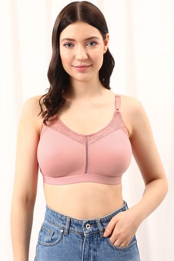 Clovia Non-Padded Non-Wired Full Figure Spacer Cup Bra in Soft Pink - Cotton