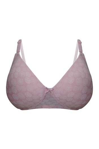 Clovia Padded Non-Wired Full Cup Printed Multiway T-shirt Bra in Baby Pink - Cotton