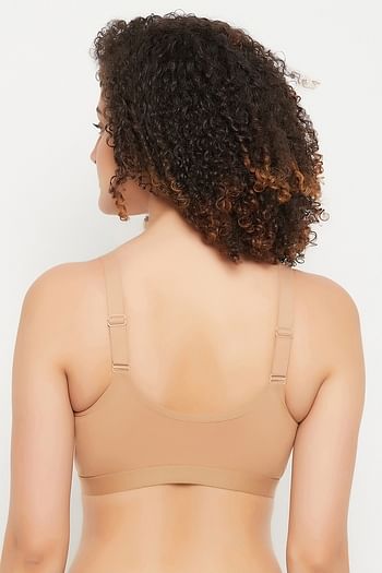 Back listing image for Non-Padded Non-Wired Spacer Cup Front-Open Full Cup T-shirt Bra in Nude - Cotton