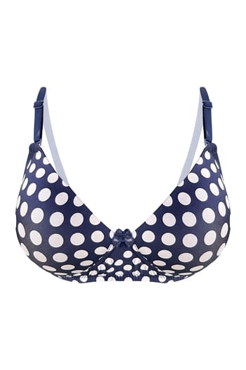 Clovia Padded Non-Wired Full Cup Floral Print Multiway T-shirt Bra in Navy Colour