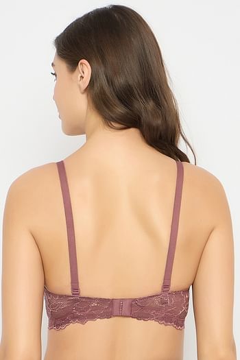 Back listing image for Padded Non-Wired Full Coverage Printed Multiway T-shirt Bra in Mauve	