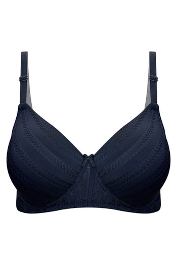 Clovia Padded Non-Wired Full Coverage Self-Patterned Multiway T-shirt Bra in Black