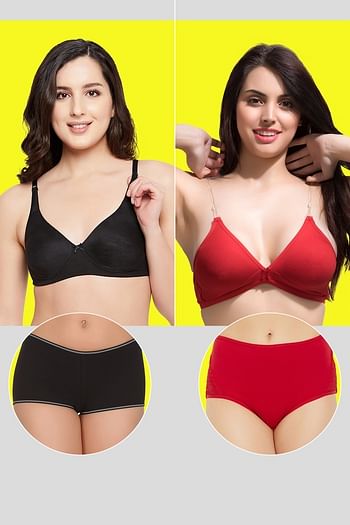 Back listing image for Pack of 4 Non-Padded Non-Wired Bras & Panties