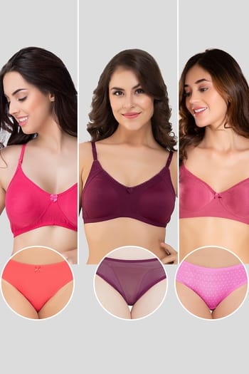 Clovia Pack of 6 Non-Padded Non-Wired Bras & Panties