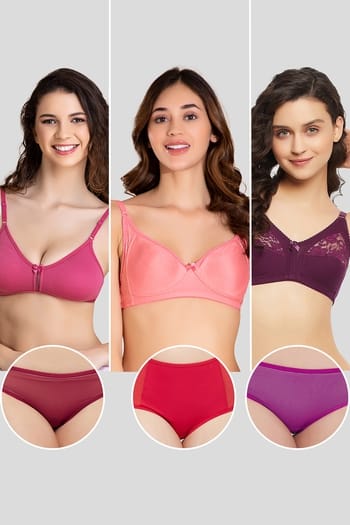 Clovia Pack of 6 Non Padded Non-Wired Bras & Panties