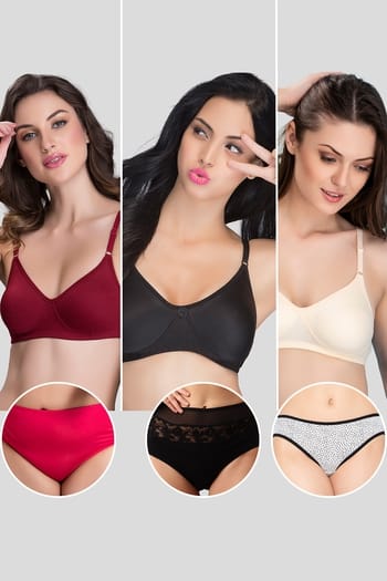 Clovia Pack of 6 Everyday Cotton Bras & Panties
