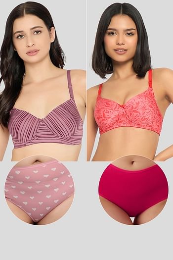 Back listing image for Pack of 4 Padded Multiway T-shirt Bras & High Waist Hipster Panties