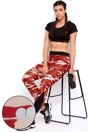 Back listing image for Camouflage Print Activewear Ankle-Length Tights in Maroon