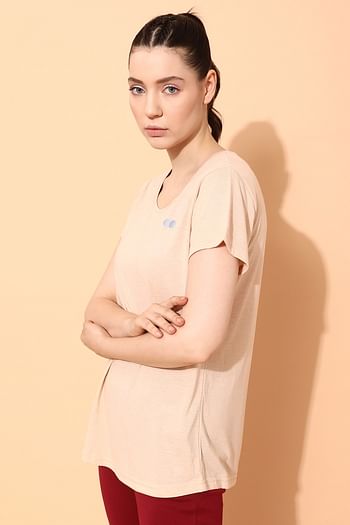 Back listing image for Comfort Fit Longline Active T-shirt in Cream Colour