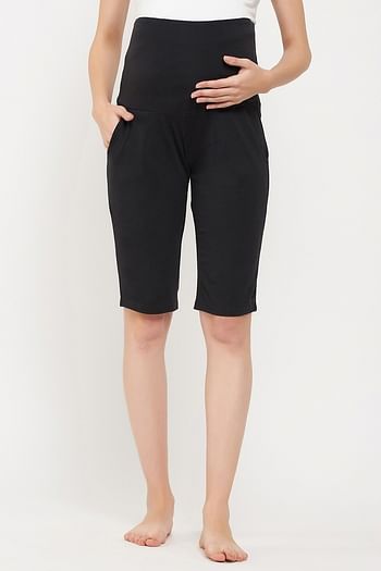 Back listing image for Chic Basic Maternity Shorts in Black - Cotton