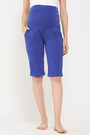 Back listing image for Chic Basic Maternity Shorts in Navy - Cotton
