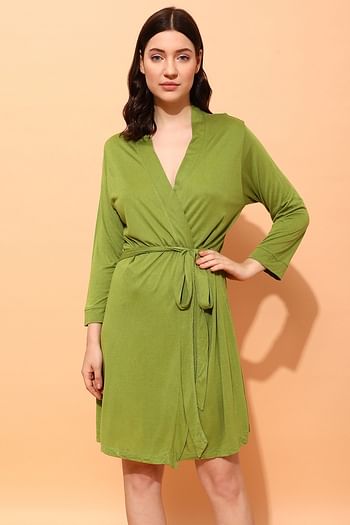 Front listing image for Chic Basic Robe in Green - Viscose