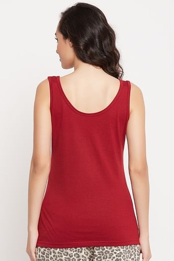 Back listing image for Chic Basic Tank Top in Maroon - 100% Cotton