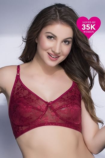 Front listing image for Chic Non-Padded Wirefree Full Coverage Bra In Maroon
