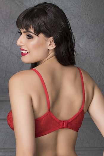Back listing image for Chic Non-Padded Wirefree Full Coverage Bra In Red