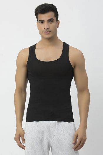 Front listing image for John Players Classic Cotton Vest in Black