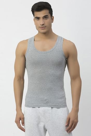Front listing image for John Players Classic Cotton Vest in Grey Melange
