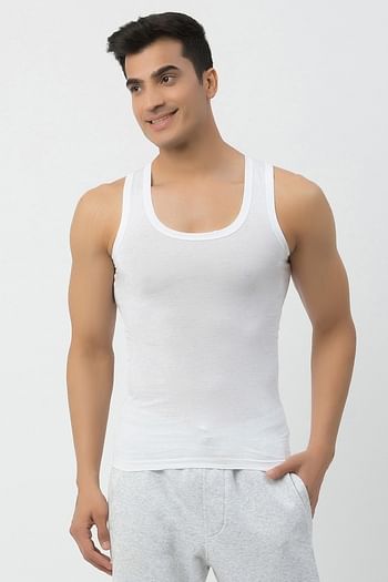 Front listing image for John Players Classic Cotton Vest in White