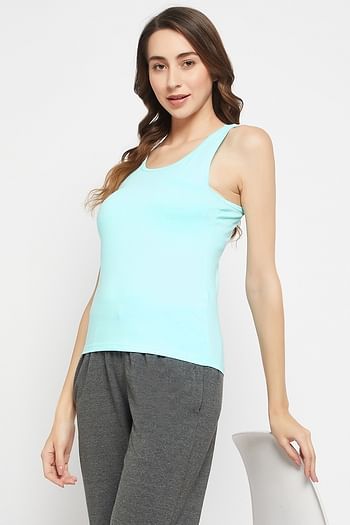 Front listing image for Chic Basic Tank Top in Aqua Blue - Cotton