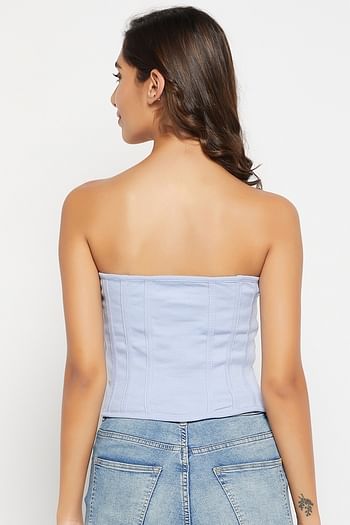 Back listing image for Chic Basic Ribbed Bustier in Lilac - Cotton
