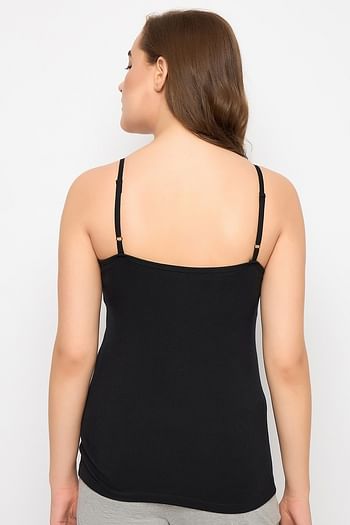 Back listing image for Double Layered Bra Top in Black - Cotton