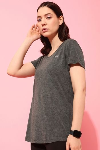Back listing image for Comfort Fit Longline Active T-shirt in Dark Grey Melange