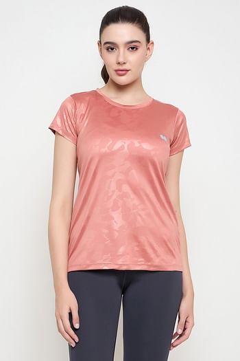 Front listing image for Comfort Fit Camouflage Print Active T-shirt in Peach