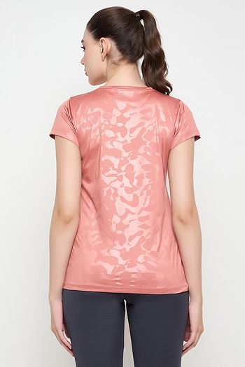 Back listing image for Comfort Fit Camouflage Print Active T-shirt in Peach