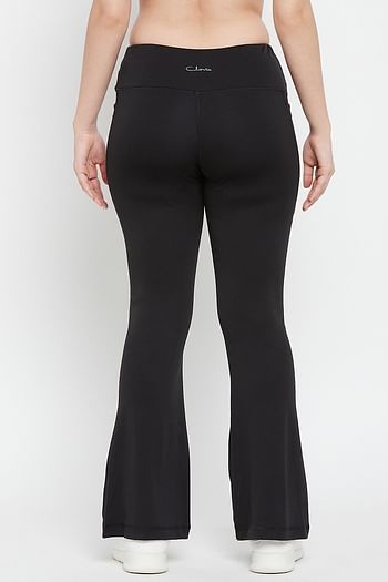 Back listing image for High Waist Flared Yoga Pants in Black with Side Pockets