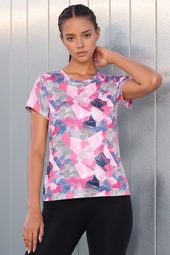 Front listing image for Comfort-Fit Round Neck Printed Active T-shirt	