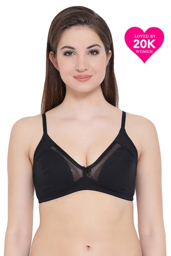 Clovia Comfy Stretchable Cotton Bra In Black