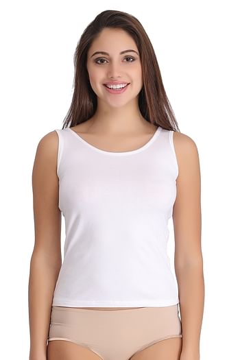 Front listing image for Stretchable Cotton Tank Top In White